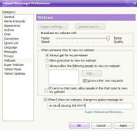 Tùy chỉnh webcam cho Yahoo! Messenger 10