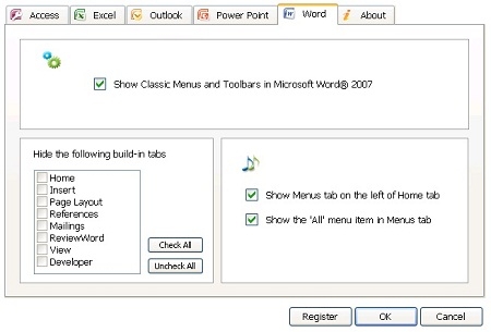 Thanh menu kiểu 2003 cho Office 2007 và 2010